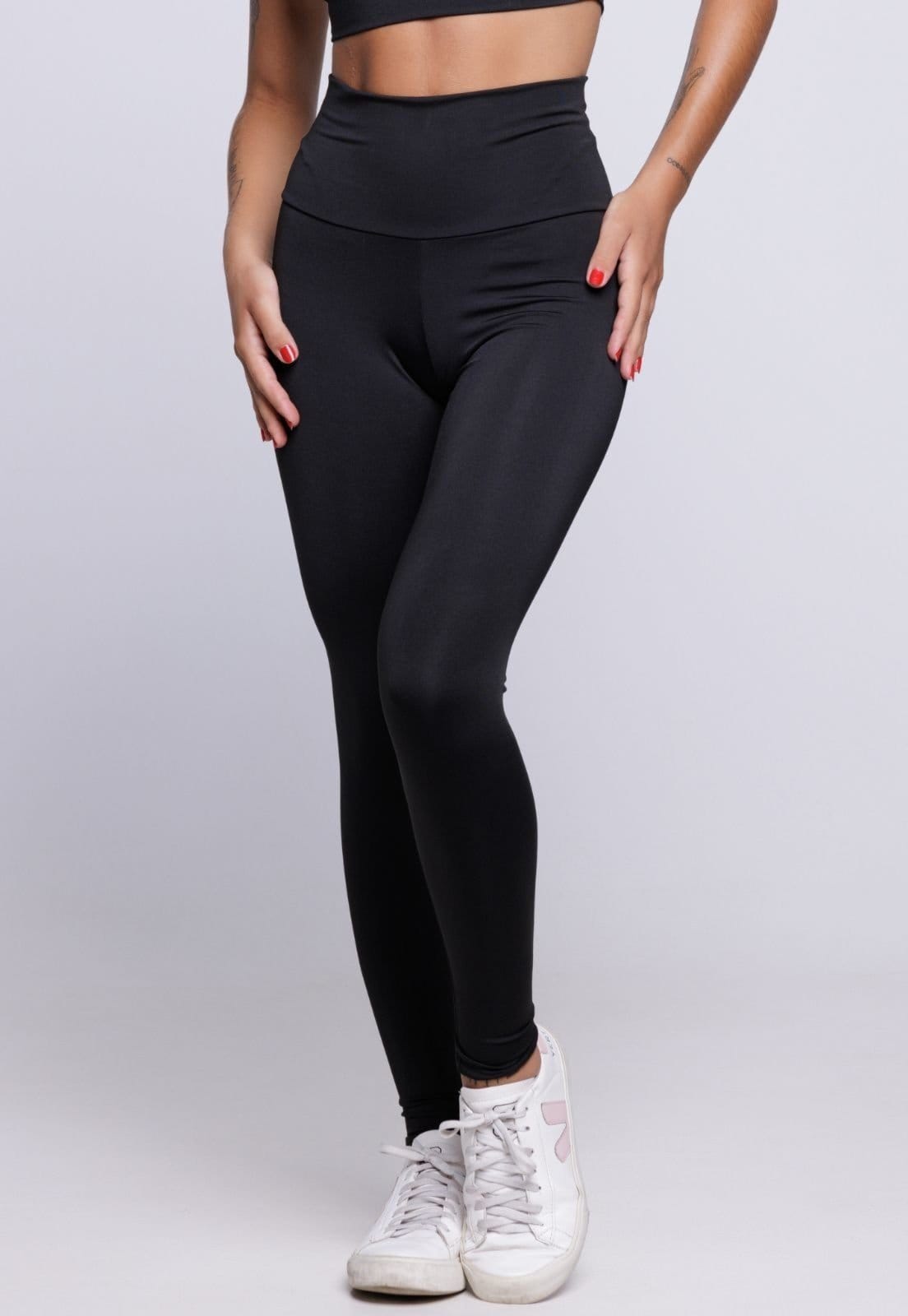 Vista principal Calça Legging Vekyo Suplex Cós Alto Lisa Preta VEKYO preto