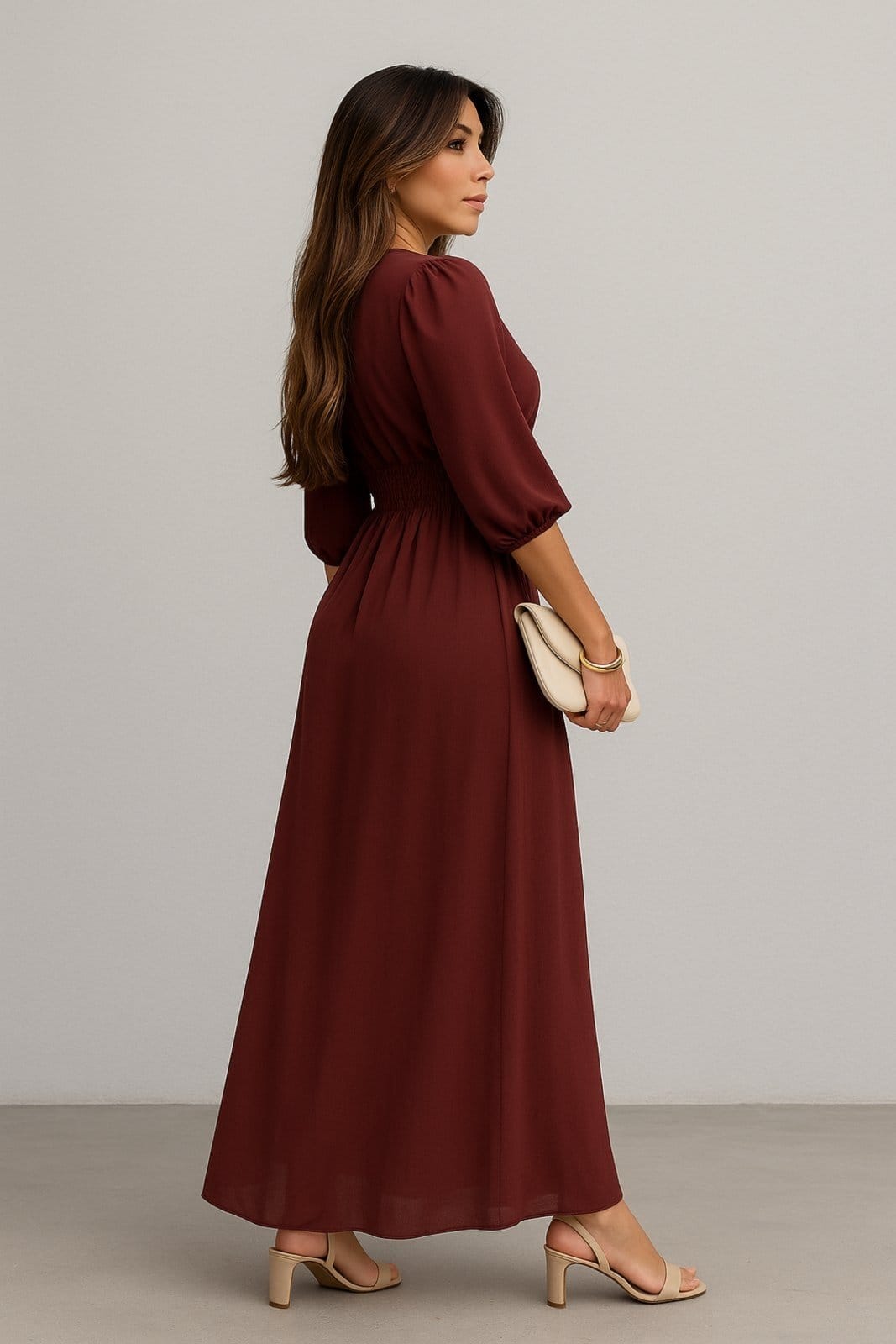 Vista 2 Vestido Longo D Bell Outlet Fashion Manga Longa D BELL OUTLET FASHION vinho