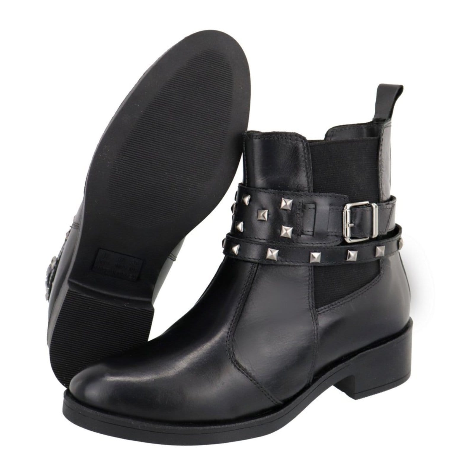 Vista 2 Bota em Couro Feminina Cano Curto Spike Lançamento TELLINI STORE preto