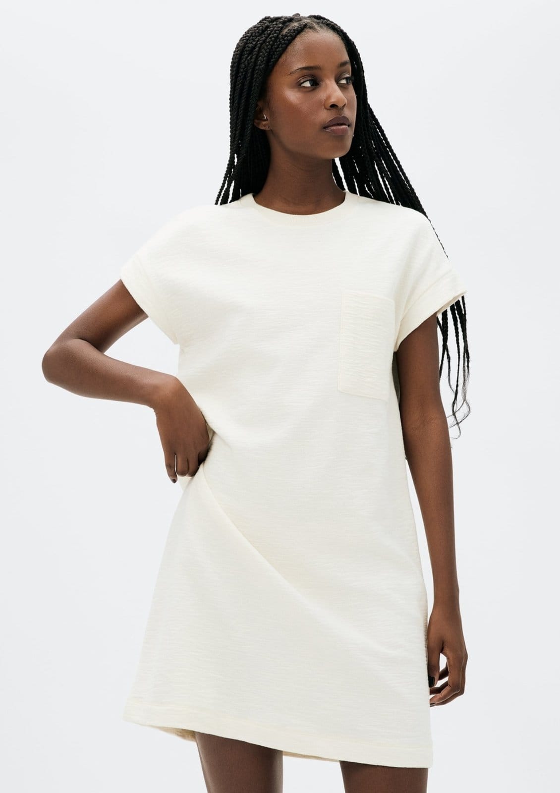 Vista 2 Kit 2 Vestido Básico Curto Texturizado Com Bolso Hering preto