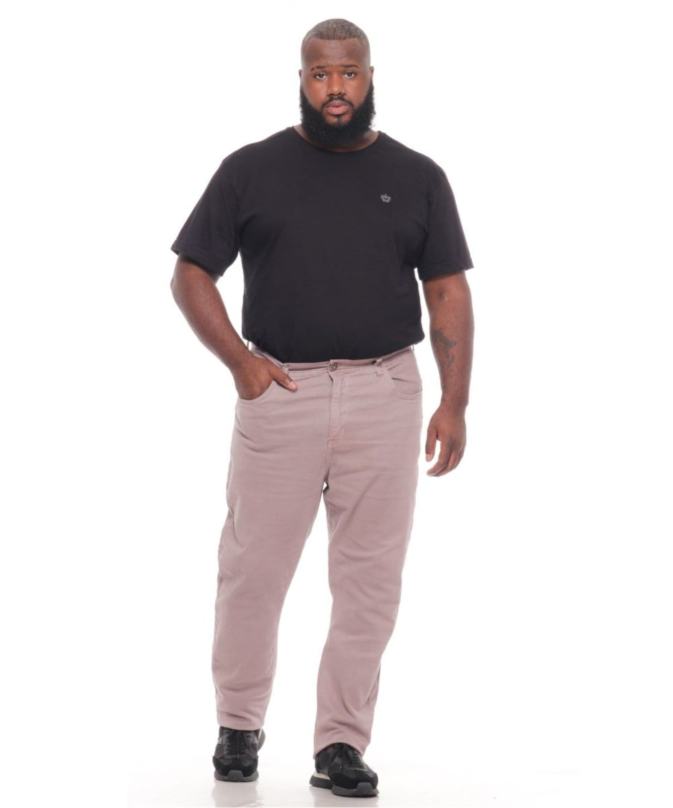 Vista principal Calça Masculina Sarja Skinny Plus Razon Jeans bege