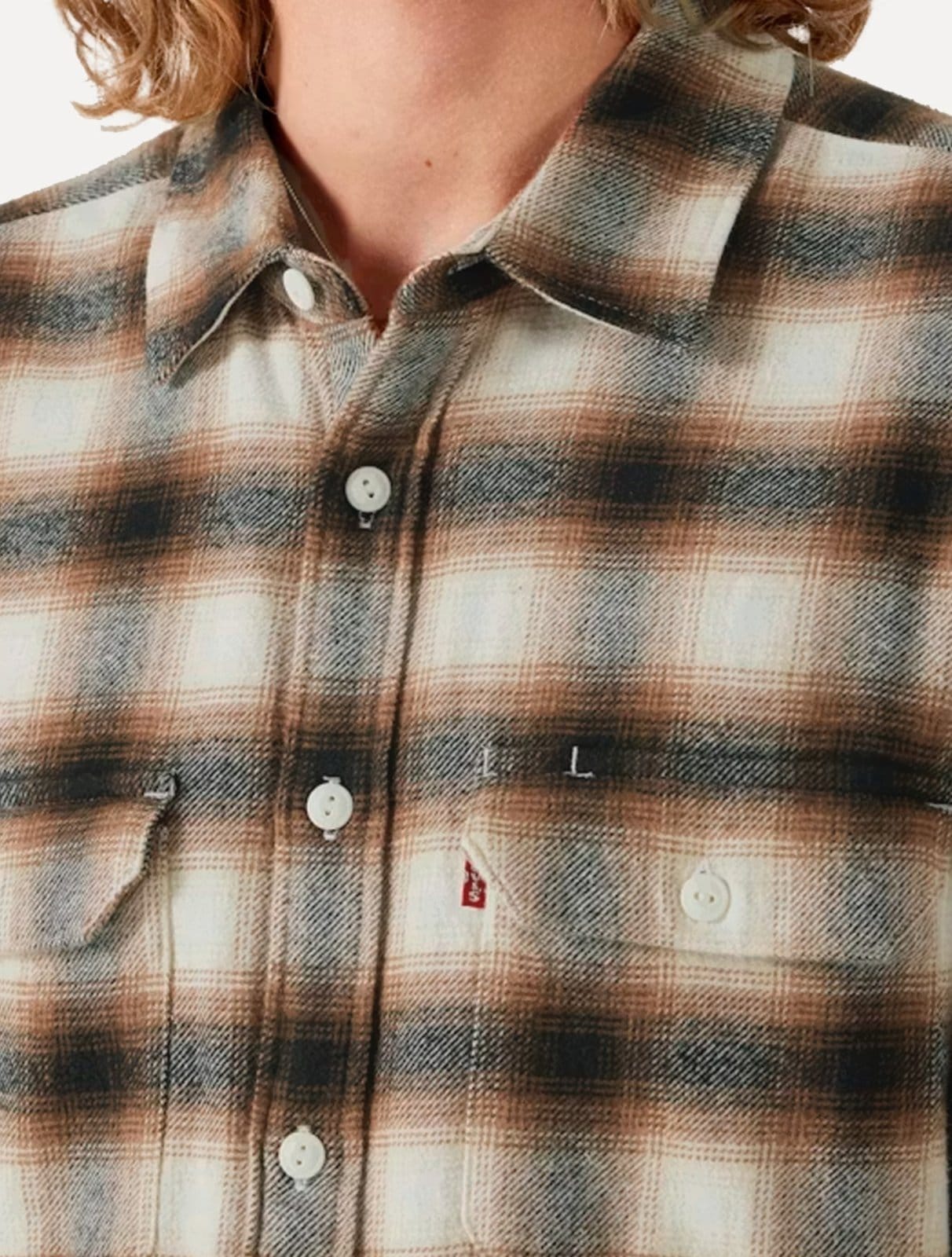 Vista 2 Camisa Levis Masculina Jackson Worker Xadrez Levis marrom