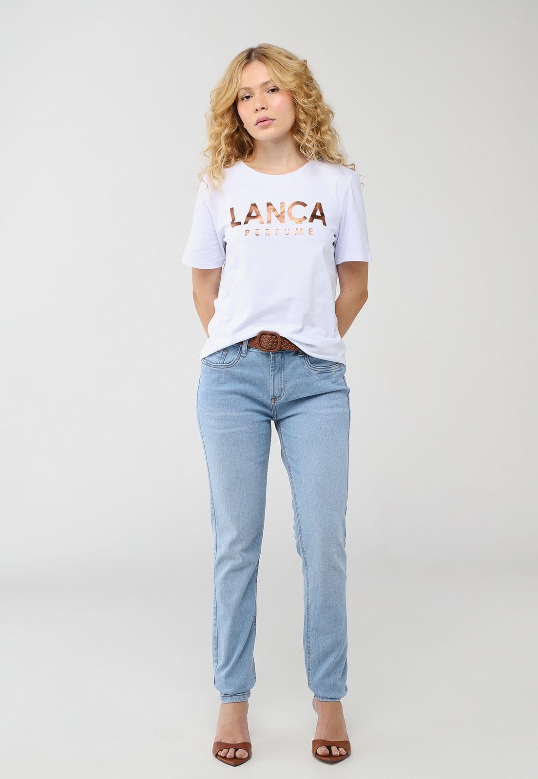 Vista 2 Calça Jeans Feminina Lança Perfume Nix Skinny High Claro Lança Perfume azul