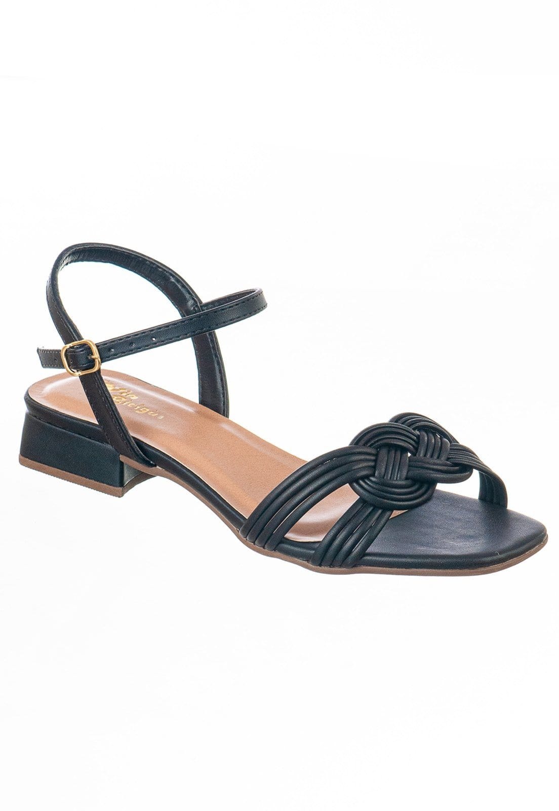 Sandália feminina saltinho baixo com tiras