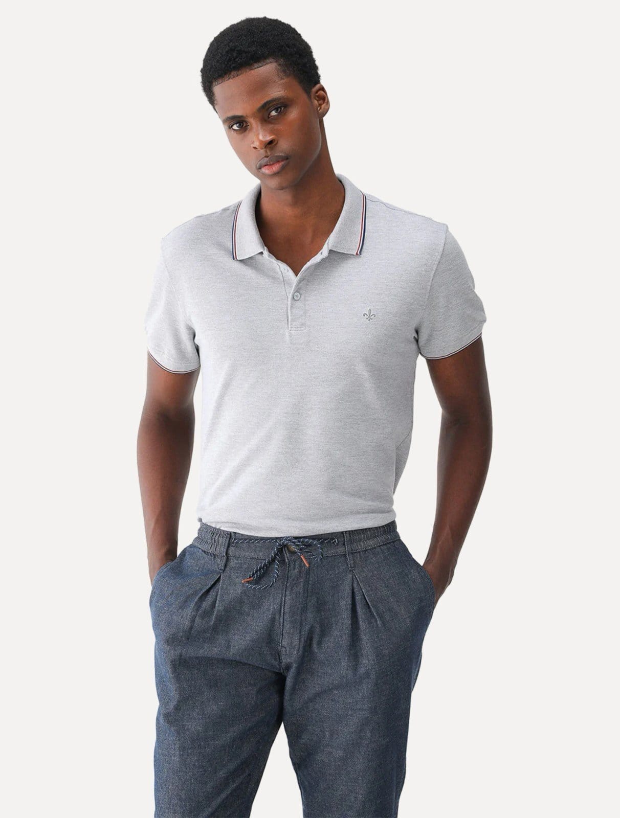 Polo Dudalina Masculina Piquet Gola Frisos Degrade Mescla