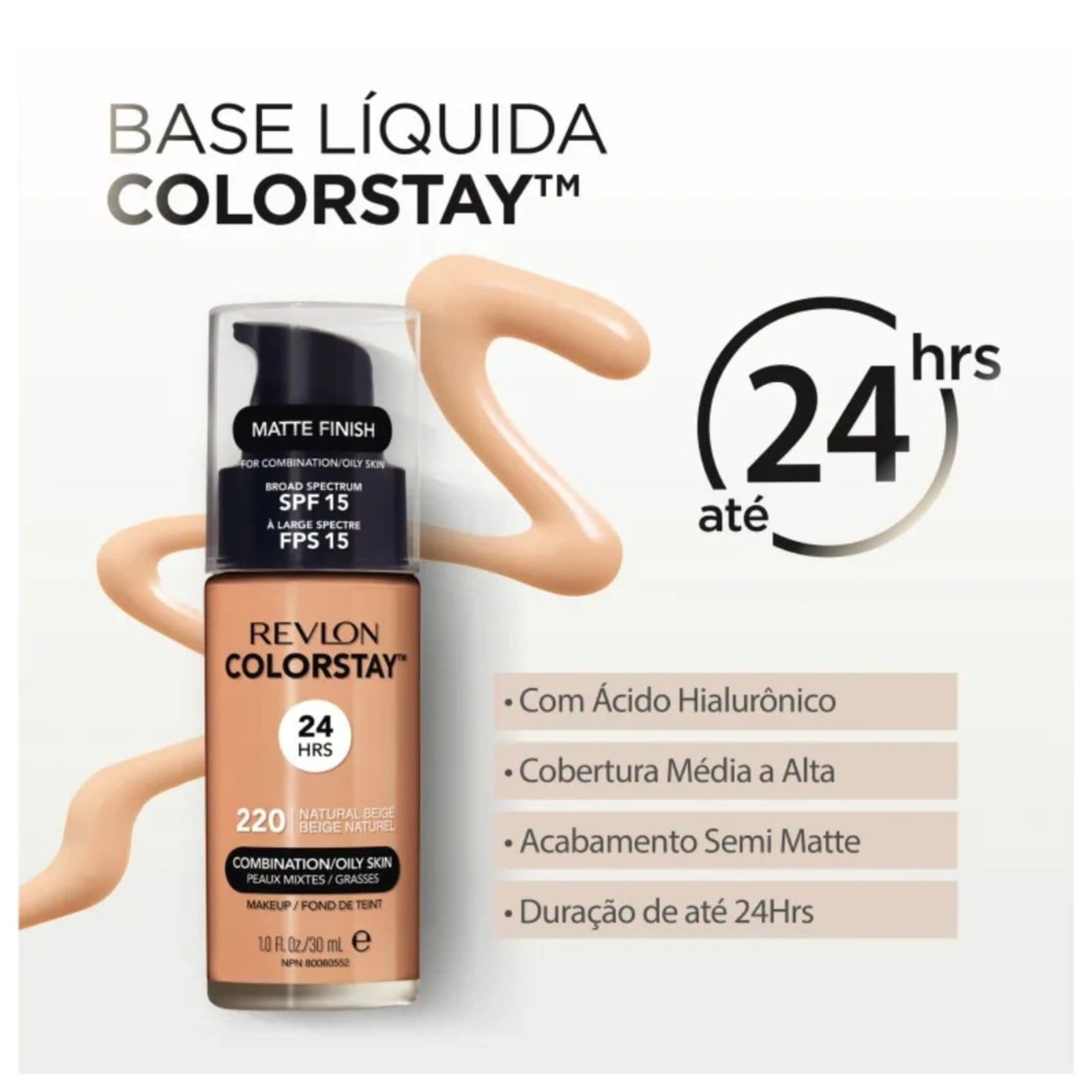 Vista 2 Revlon Colorstay Fps15 180 Sand Beige - Base Líquida 30Ml Revlon unico sand