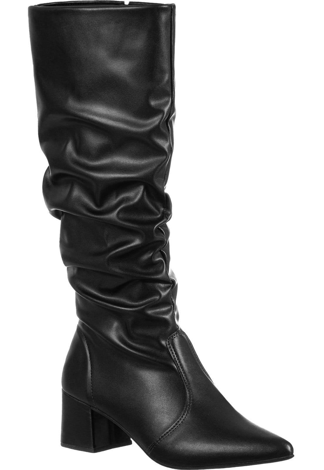 Vista 2 Bota Enrrugada GigiL Cano Longo Slouch Bico Fino Gigil preto