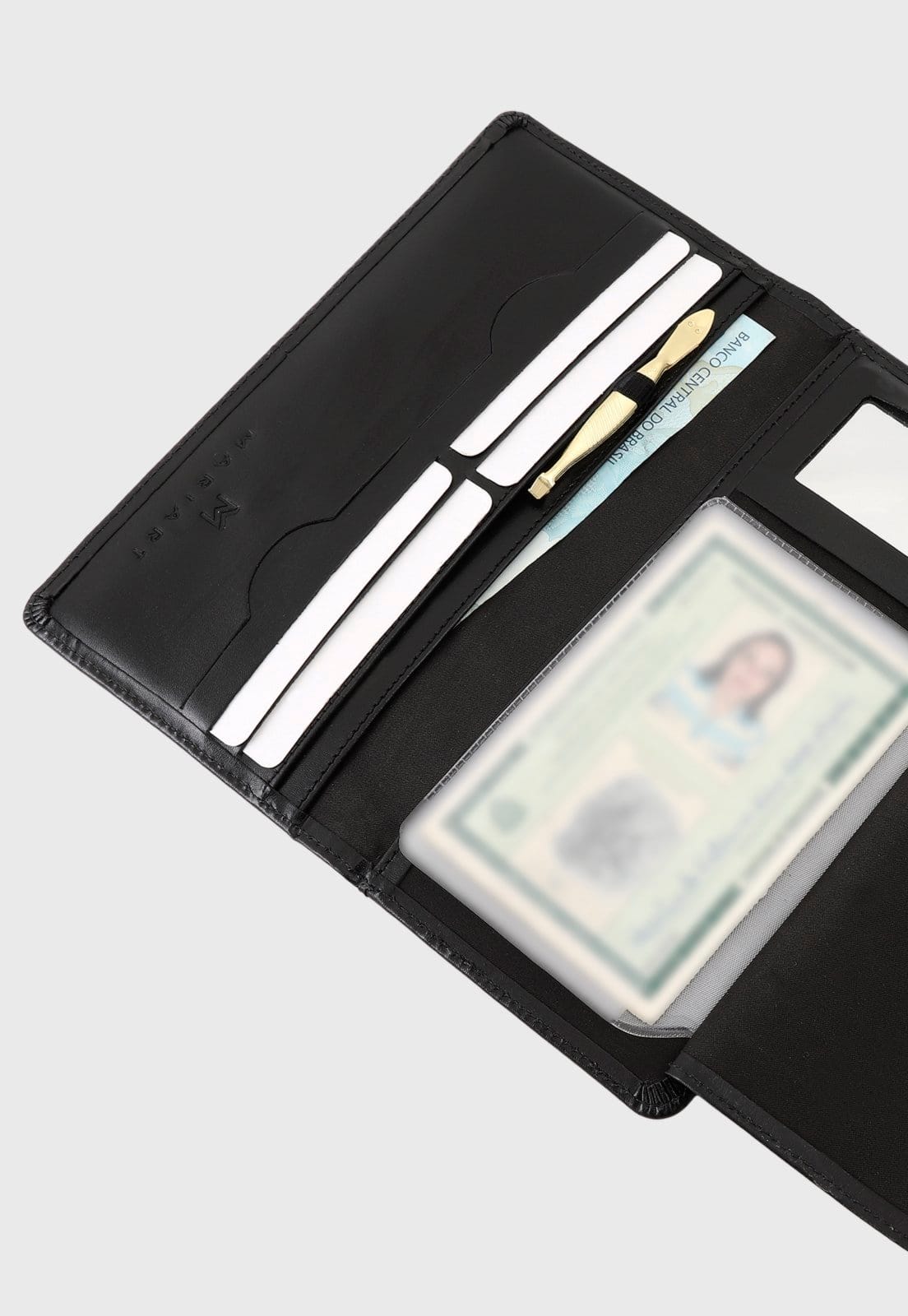 Vista 2 Carteira Couro Mariart 100MRT Preta Mariart preto