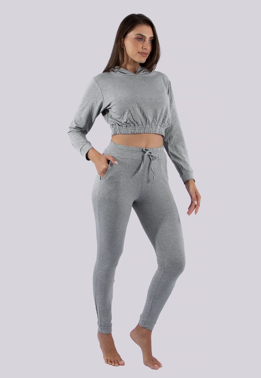 Vista 2 Conjunto de Moletom Diluxo Liso Diluxo cinza