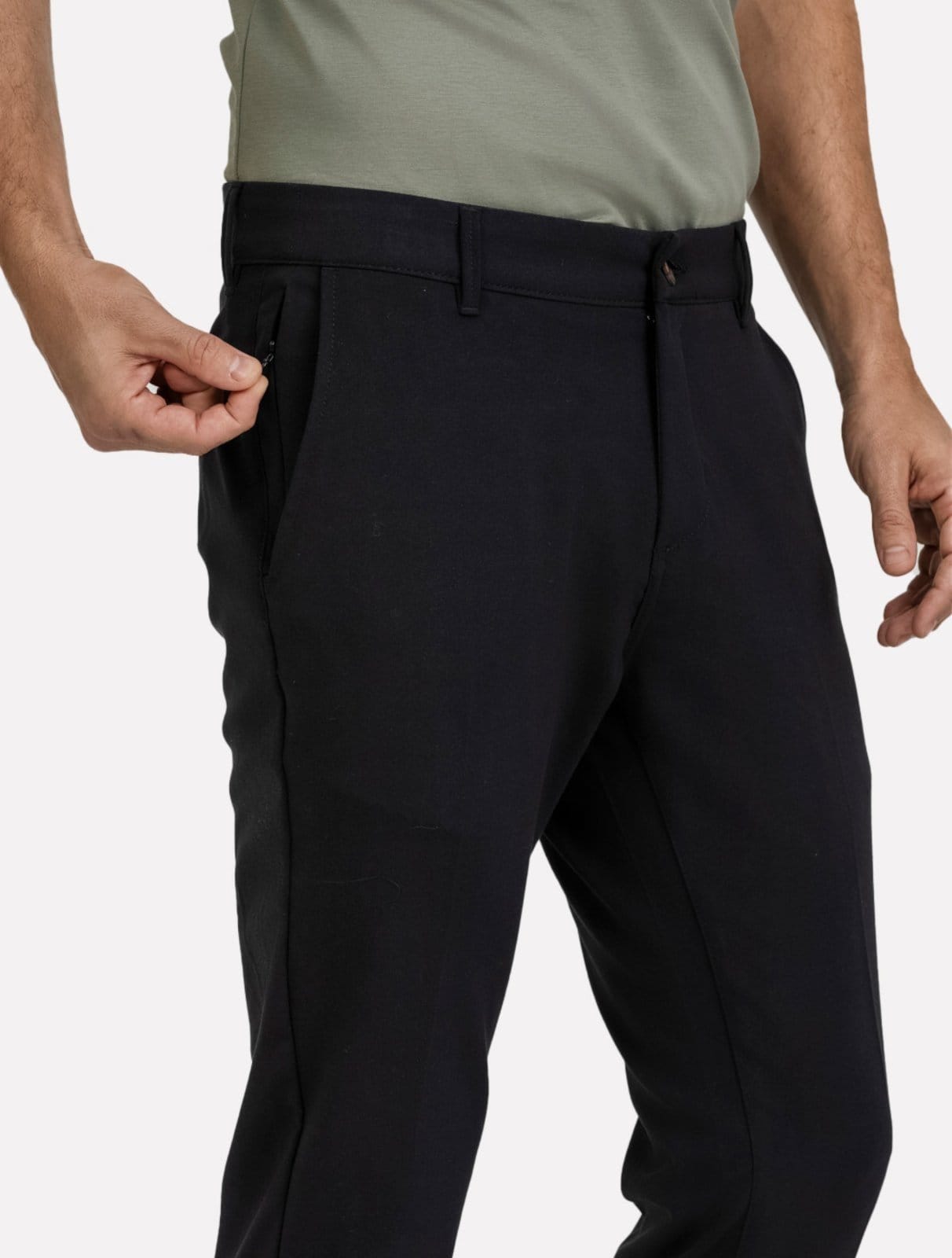 Vista 2 Calça K&J Black Slim Alfaiataria Elastano Preta King E Joe preto black