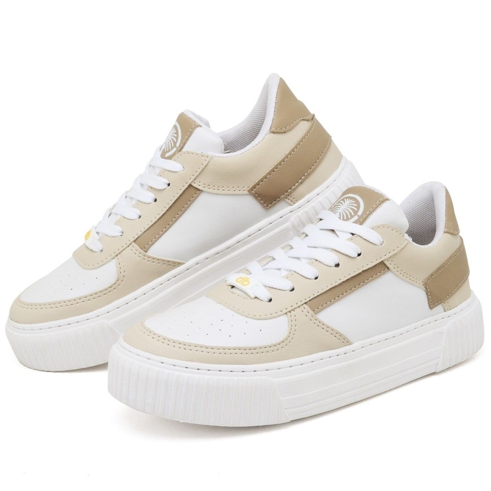 Vista 2 Tênis Sapatênis Feminino Sneacker DUBUY 029FG Creme DUBUY multicolorido