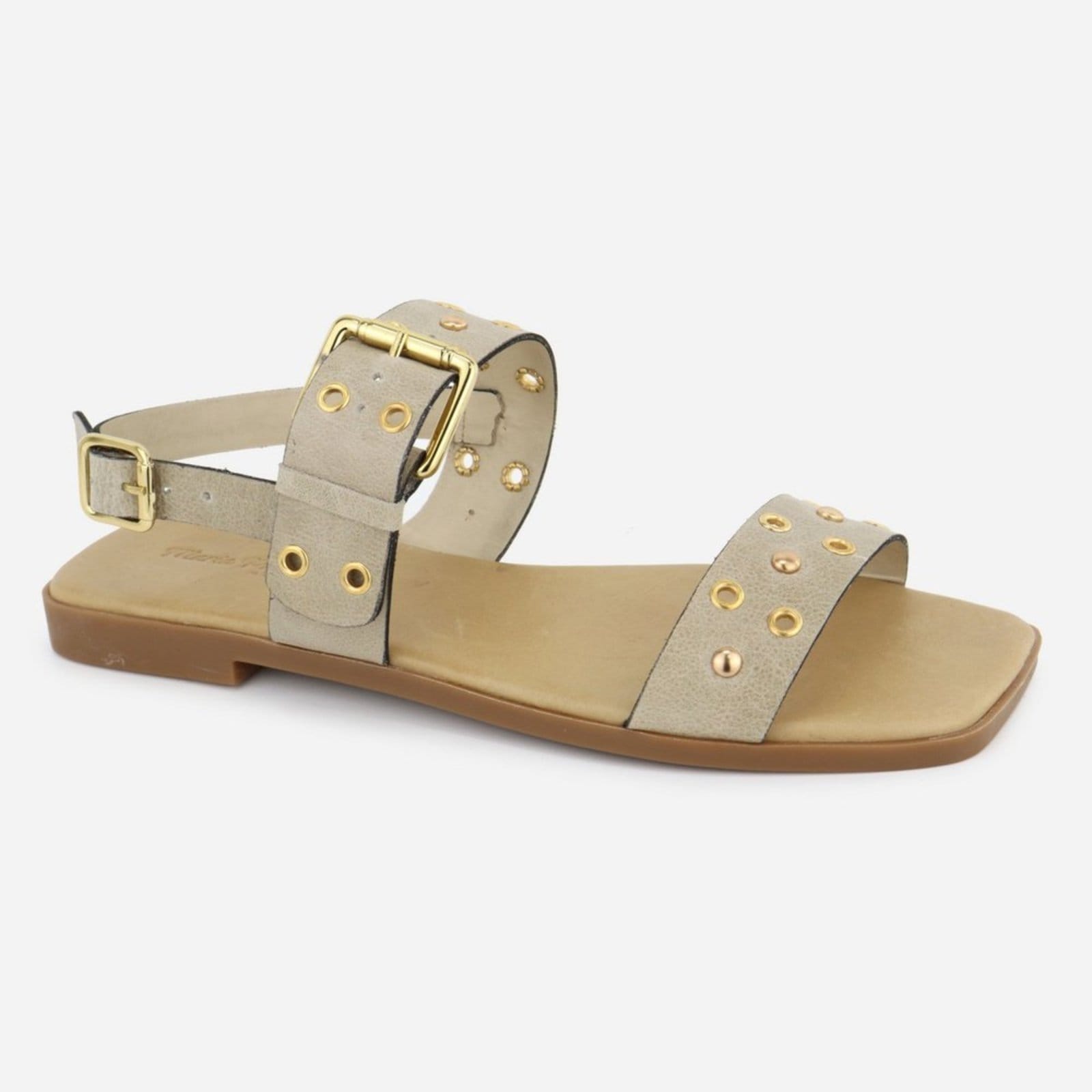 Vista principal Sandália Rasteira Feminina Couro Maria Paula Dia a Dia Off White MARIA PAULA off-white white