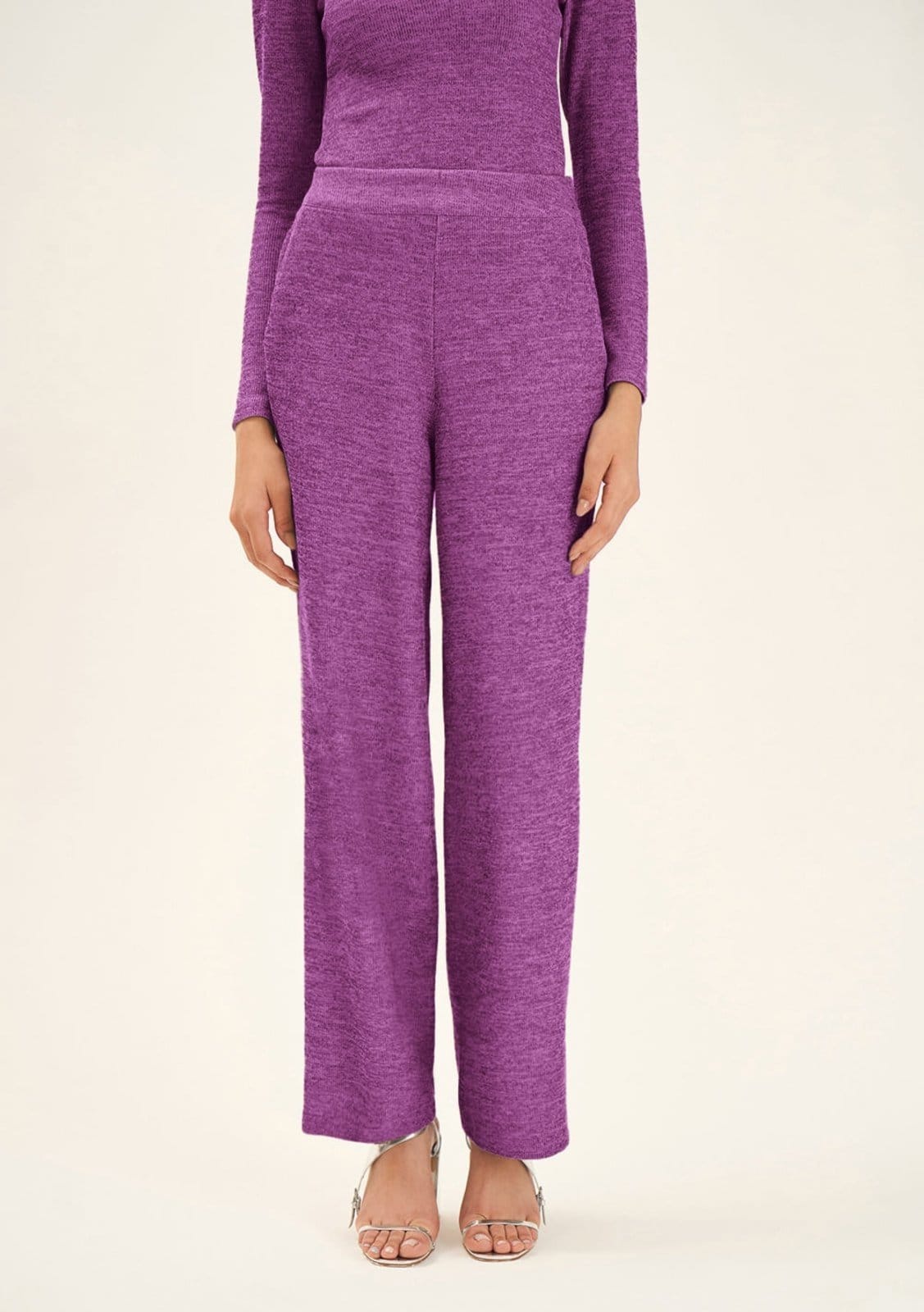 Vista 2 Calca Zinco Reta Cós Alto Com Elástico Zinco roxo