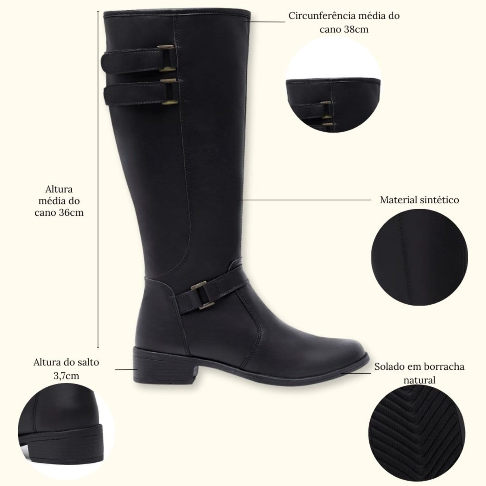 Vista 2 Bota Montaria Feminina Cano Longo Country Schiareli 11051 Schiareli preto