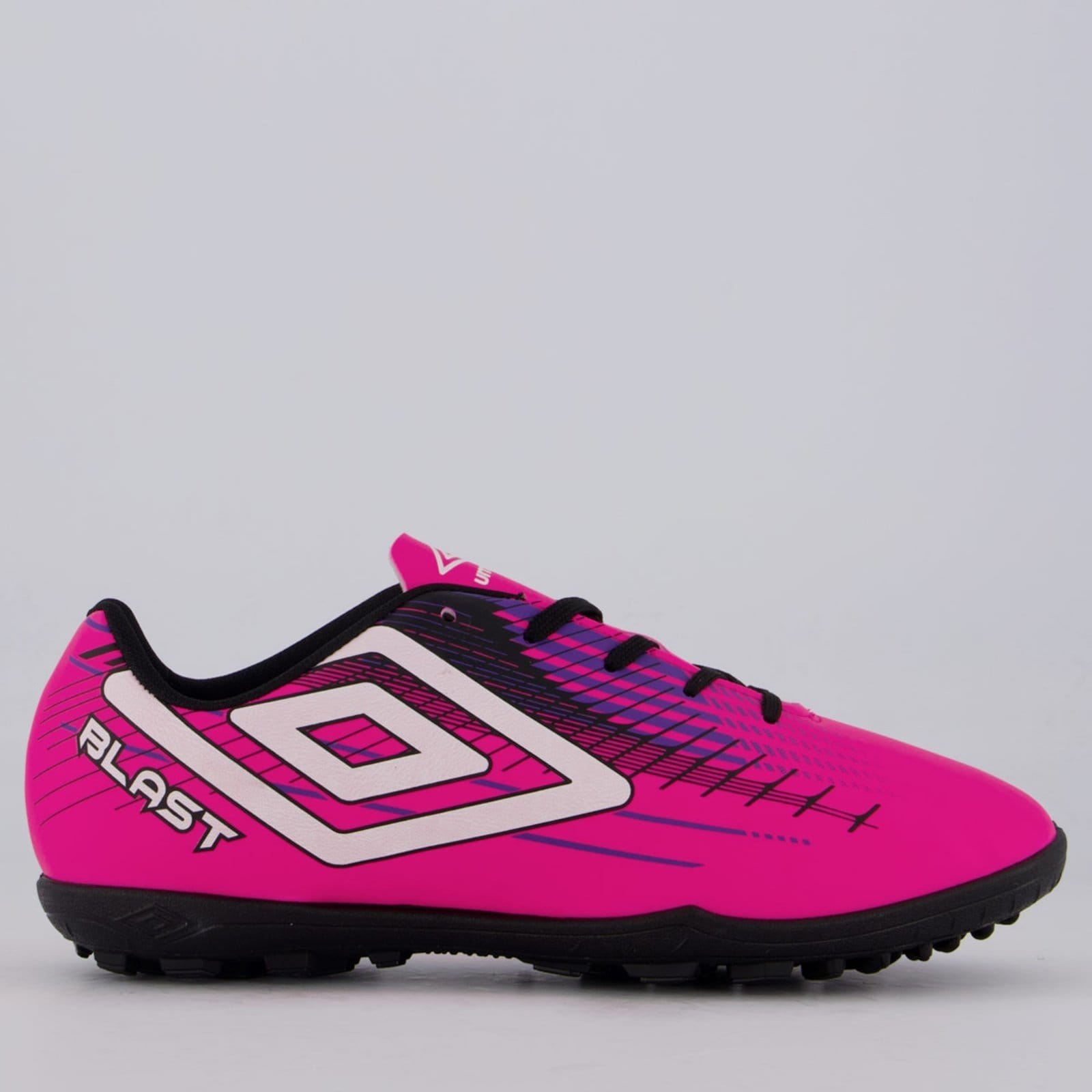 Vista principal Chuteira Umbro Blast Society e Preta Umbro rosa