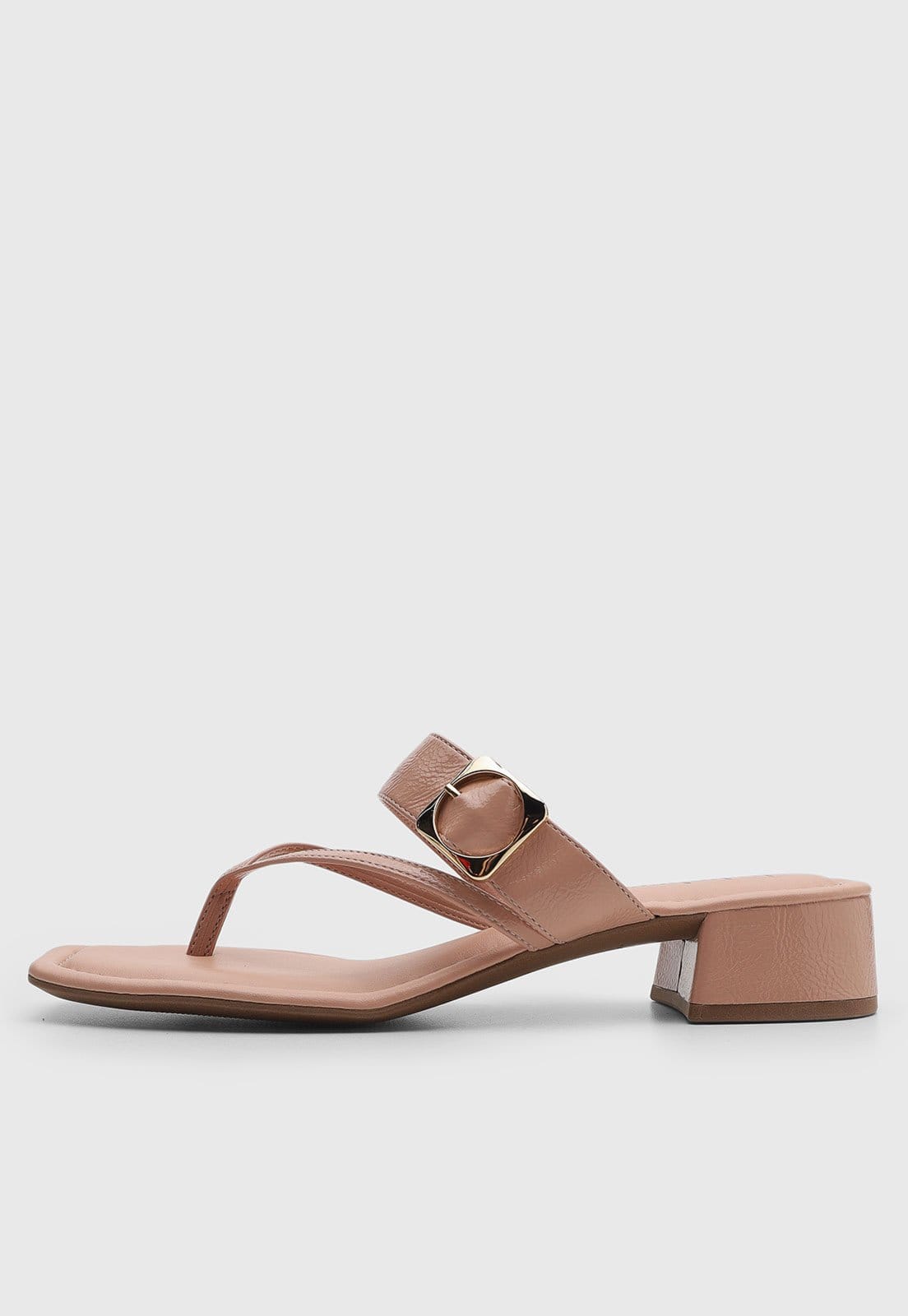 Sandália Feminina cê Salto Bloco Detalhe Fivela