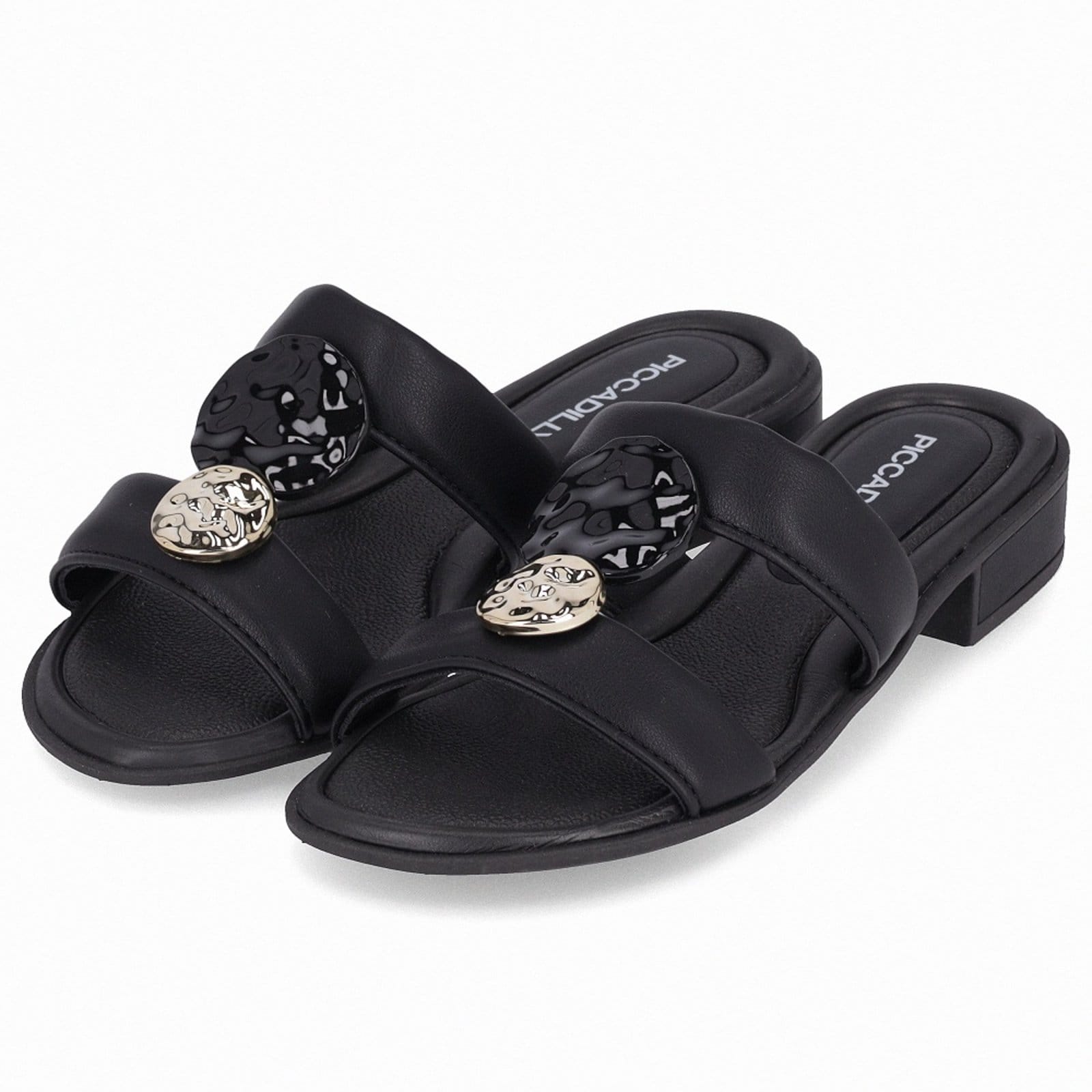 Vista 2 Tamanco Salto Baixo Piccadilly 590067 Feminino Piccadilly preto