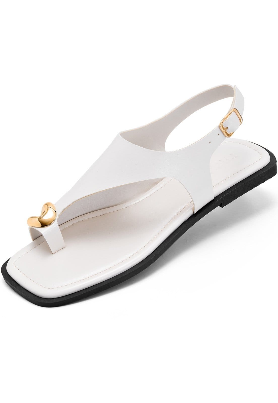 Sandália Rasteira Feminina Lumiss Enfeite Metalizado Confortável Off White