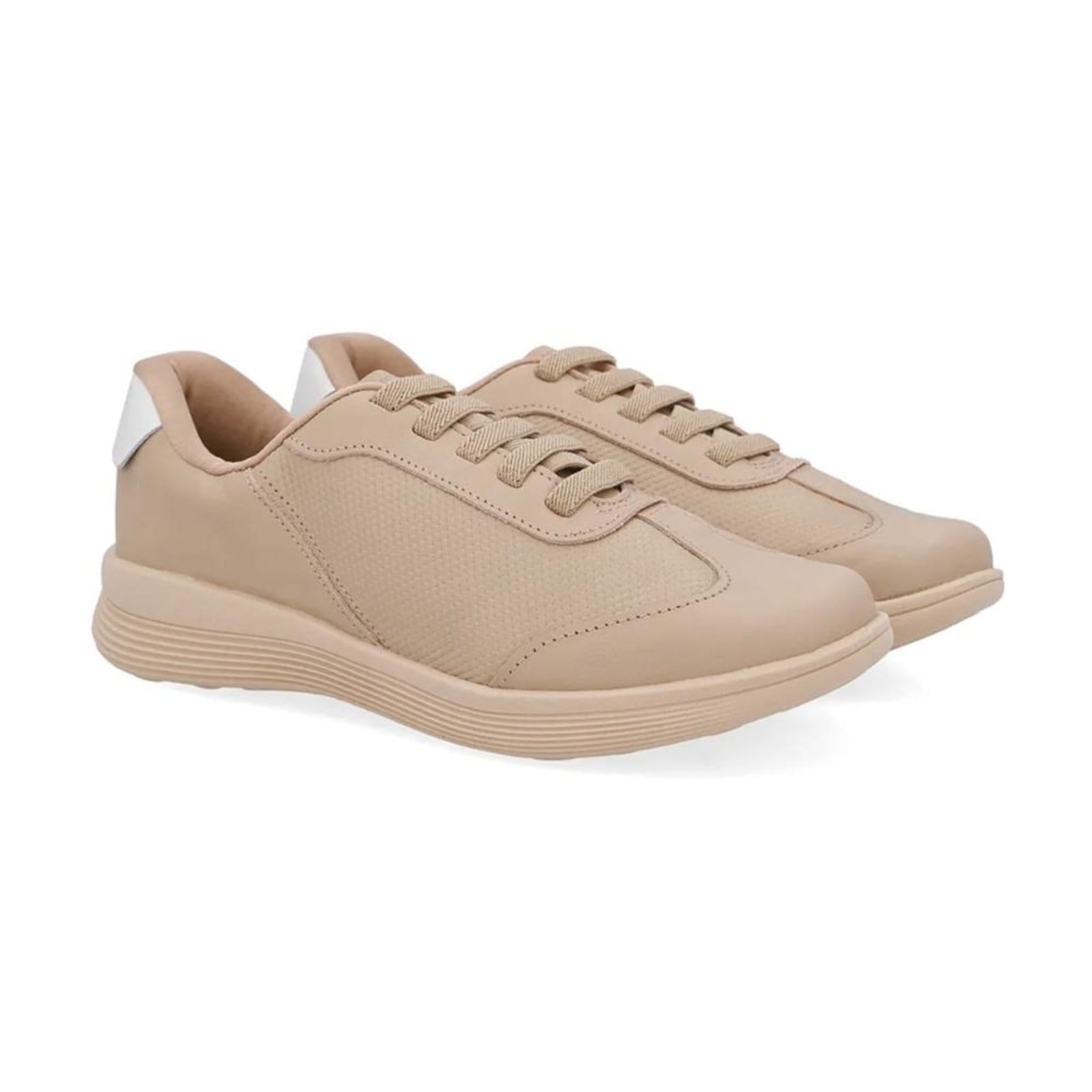 Vista 2 Tênis Usaflex Feminino Básico Couro Cadarço Elástico Casual UD02004 Usaflex nude