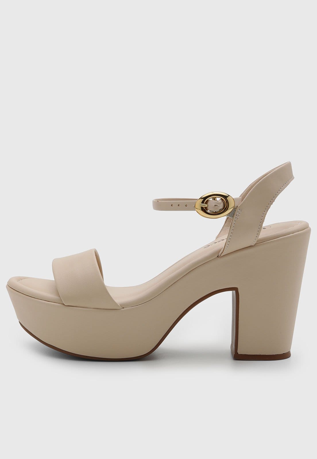 Sandália Feminina cê Salto Bloco Plataforma Off-White