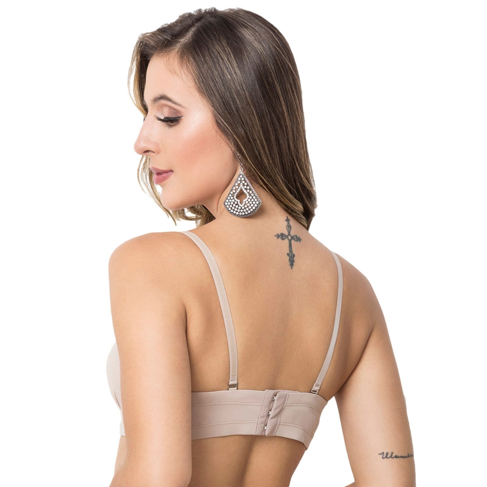 Vista 2 Kit 3 Sutiãs Gabi Lingerie com Bojo Lingerie Tomara que Caia Alças Removíveis Microfibra Sensual Feminina Gabi Lingerie multicolorido