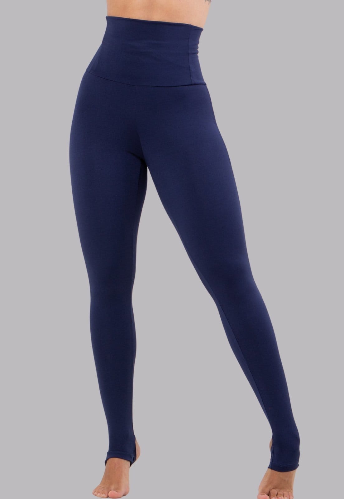 Vista principal Calça Super Lipo com Cinta Montaria Cintura Alta Diluxo com Pézinho Marinho Diluxo azul