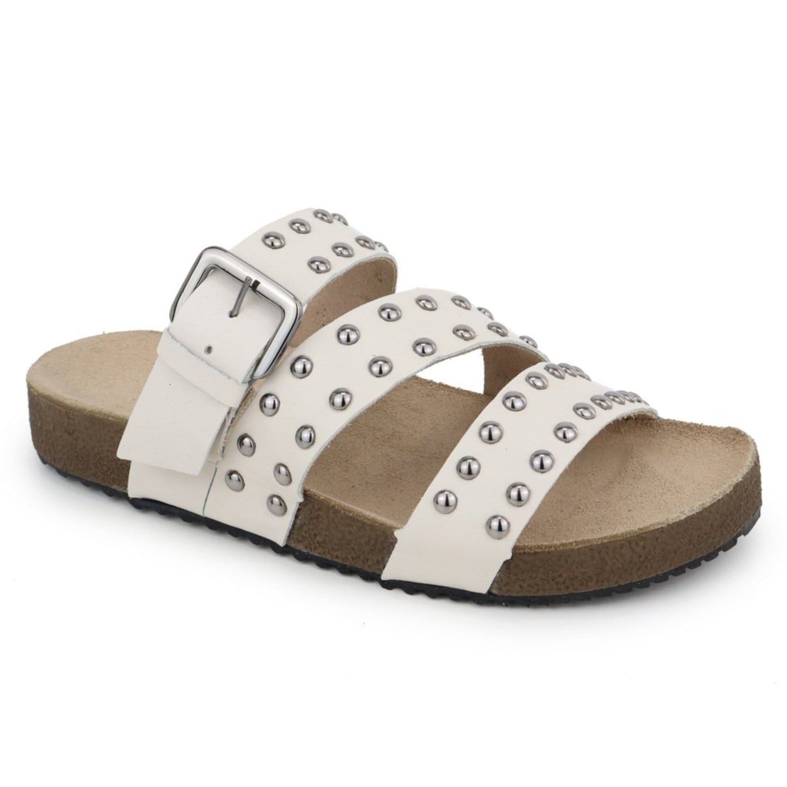 Vista 2 Rasteira Papete Feminina em Couro Cravo Acolchoada Maria Paula Off White MARIA PAULA off-white white