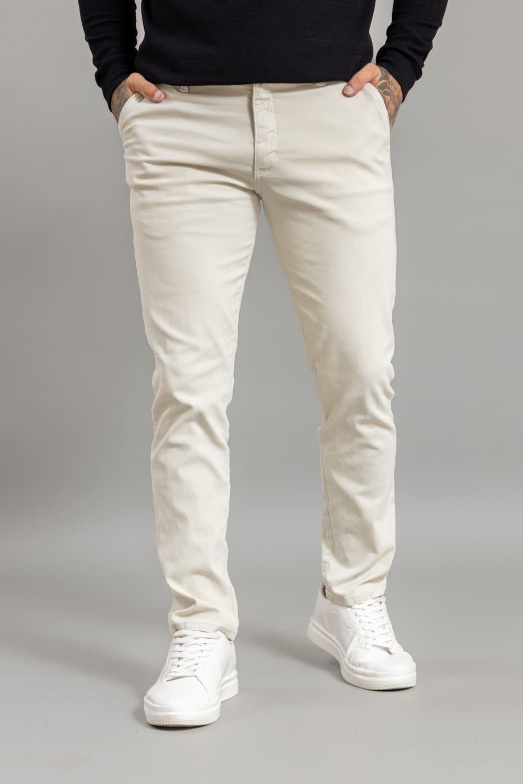 Calça Sarja Sport Fino Masculina Casual Color Dialogo Areia