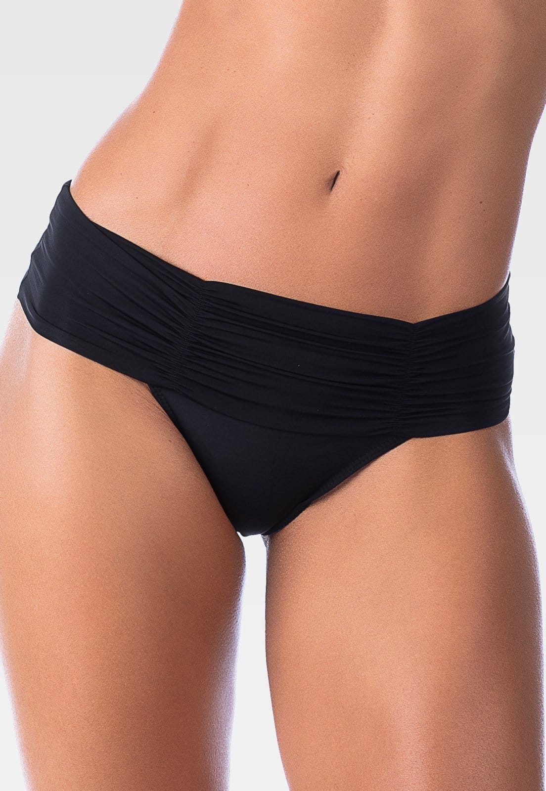 Calcinha Summer Soul Cintura Baixa Cós Franzido Preta