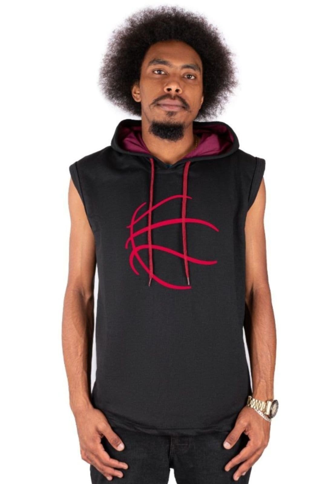 Blusa Regata Moletom Relaxado Cavada Com Touca Fechado