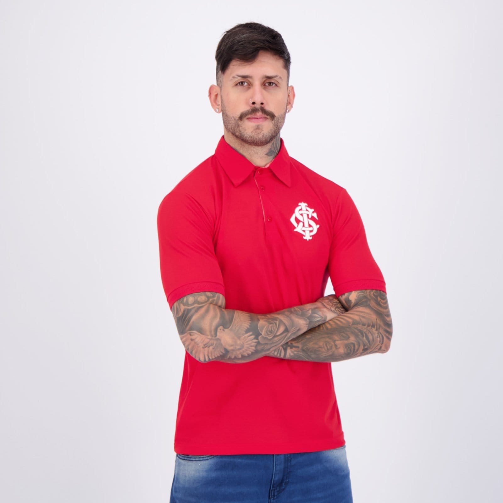 Vista 2 Polo Internacional Vermelha Oldoni vermelho