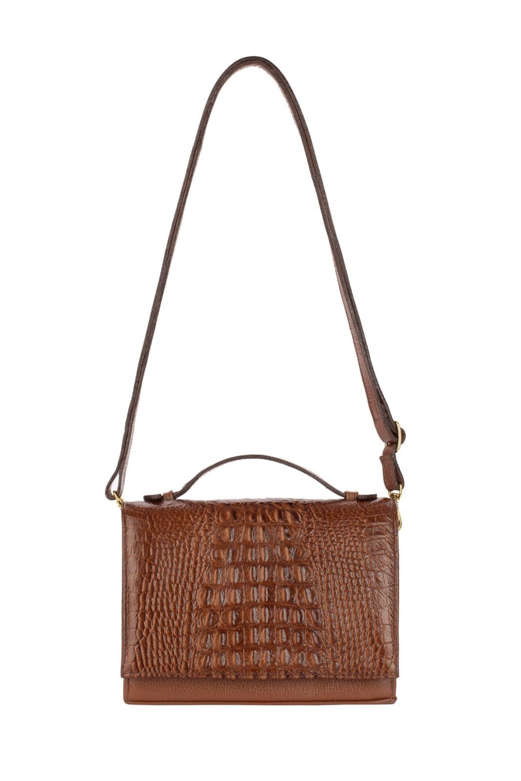 Bolsa pequena transversal de couro croco Deise - Whisky