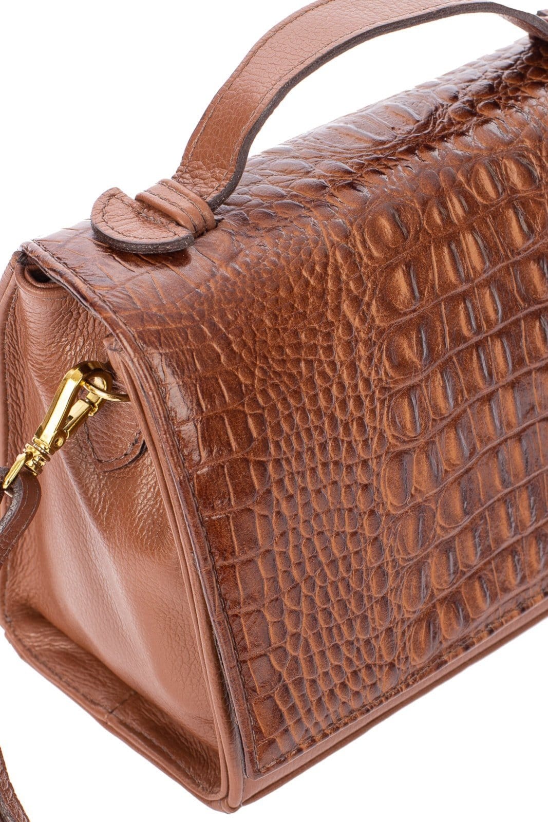 Vista 2 Bolsa pequena transversal de couro croco Deise - Whisky Andrea Vinci vermelho