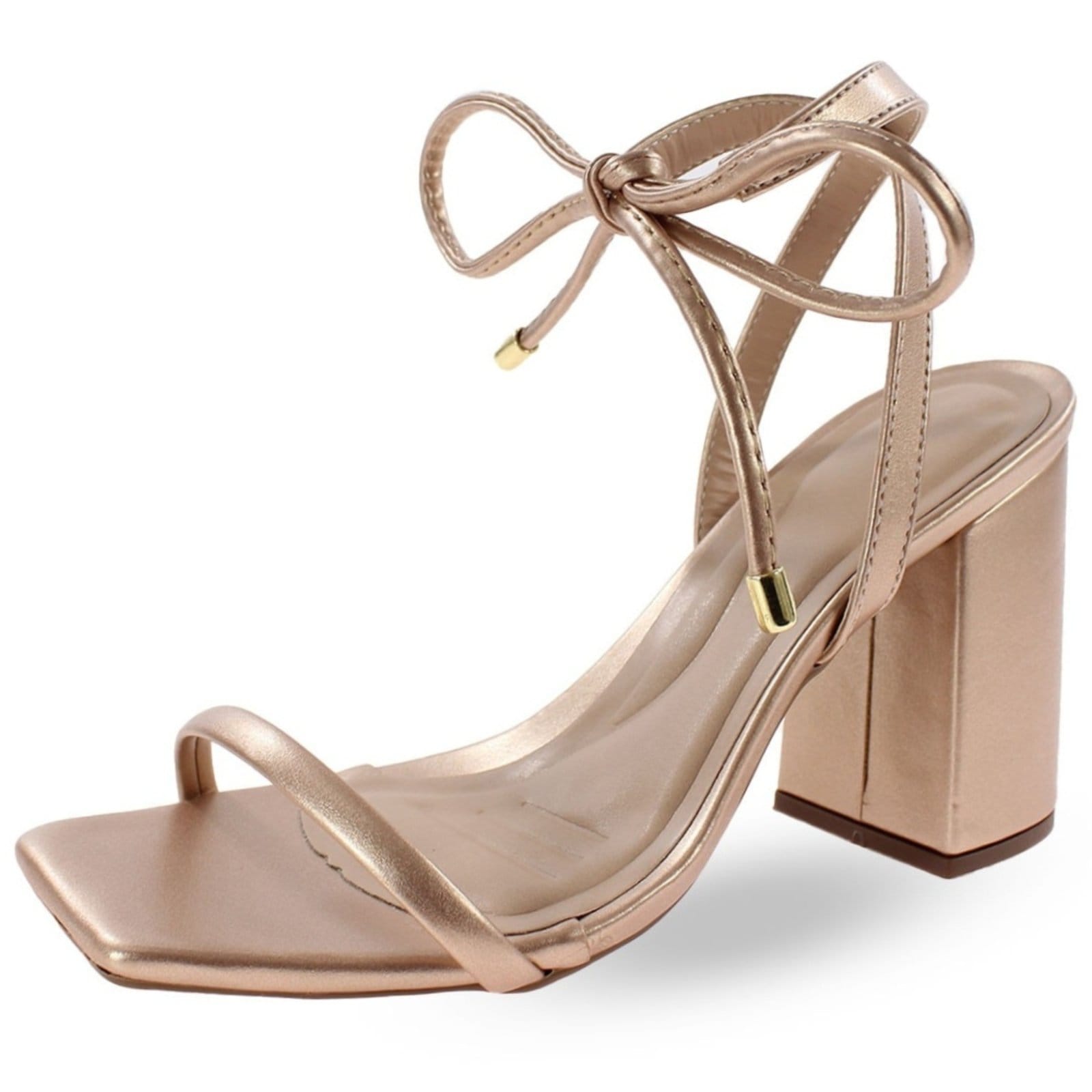 Vista 2 Sandália Modarpe Salto Grosso Bloco Amarração B01 Modarpe rosê gold