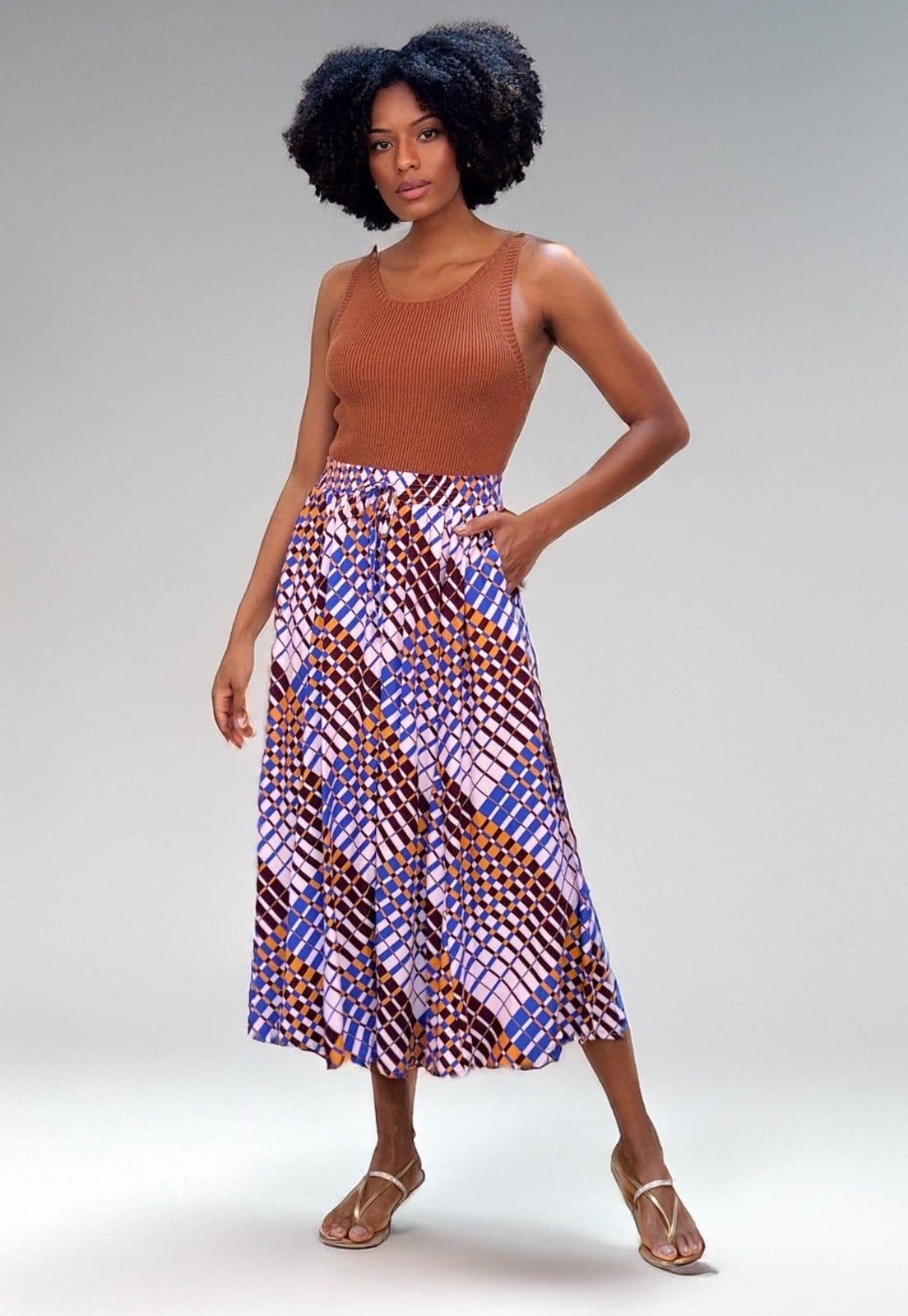 Saia Longa Amazonia Vital Estampa Geométrica