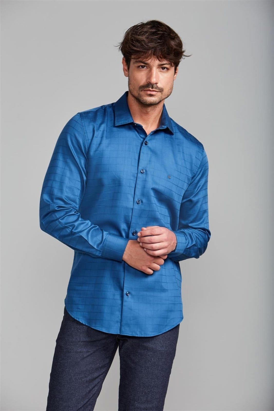 HIGHSTIL Camisa Algodão Egípcio Slim Fit Listrada Médio