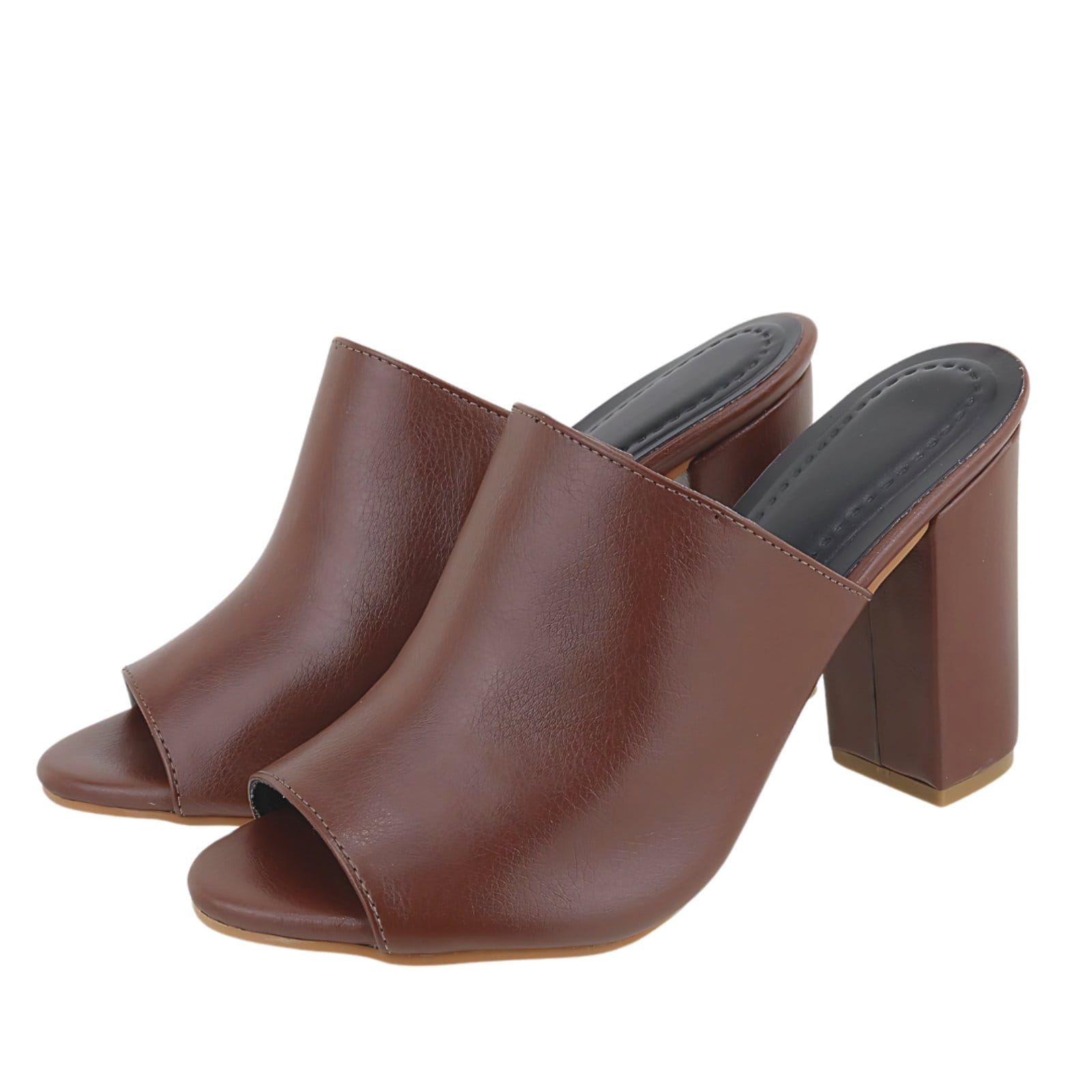 Vista principal Tamanco Feminino Salto Grosso Floter Cacau Hannah Footwear marrom