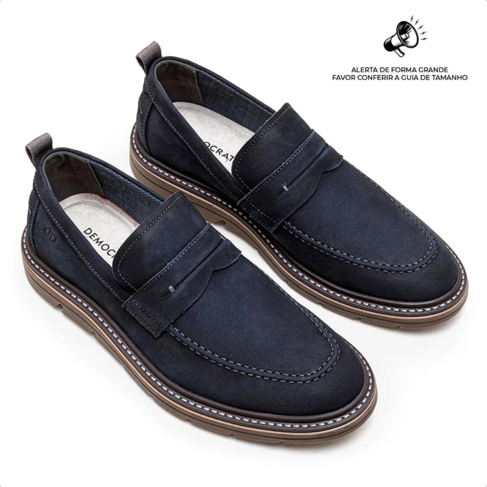 Vista 2 Sapato Social De Couro Democrata Metropolitan Jeff 604103 DEMOCRATA azul marinho