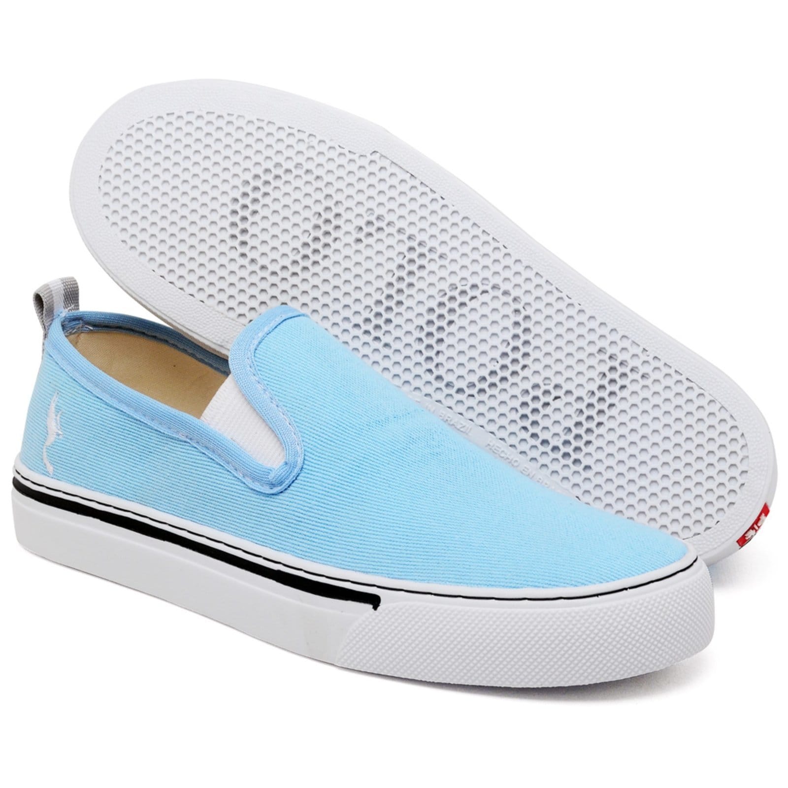 Vista 2 Tênis Feminino Slip On Casual Leve em Lona Conforto Polo Blu azul