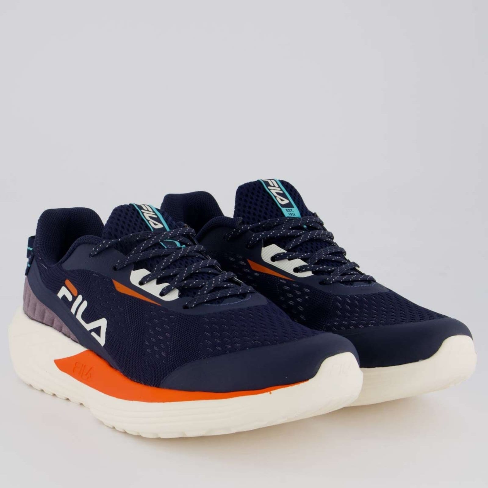 Vista 2 Tênis Fila Diffusion Marinho e Laranja Fila azul marinho