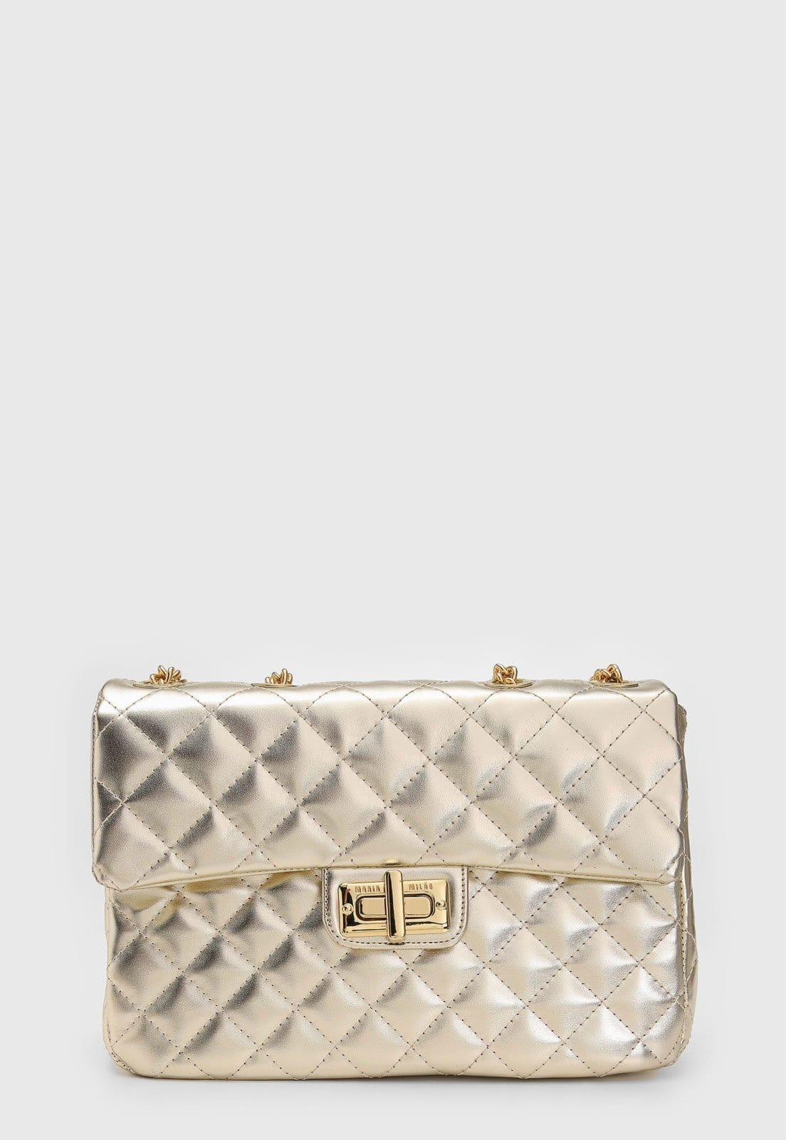 Vista 2 Bolsa Feminina Maria Milão Matelassê Dourada Metalizada Maria Milão bege/branco/bronze/cobre/dourado/off-white