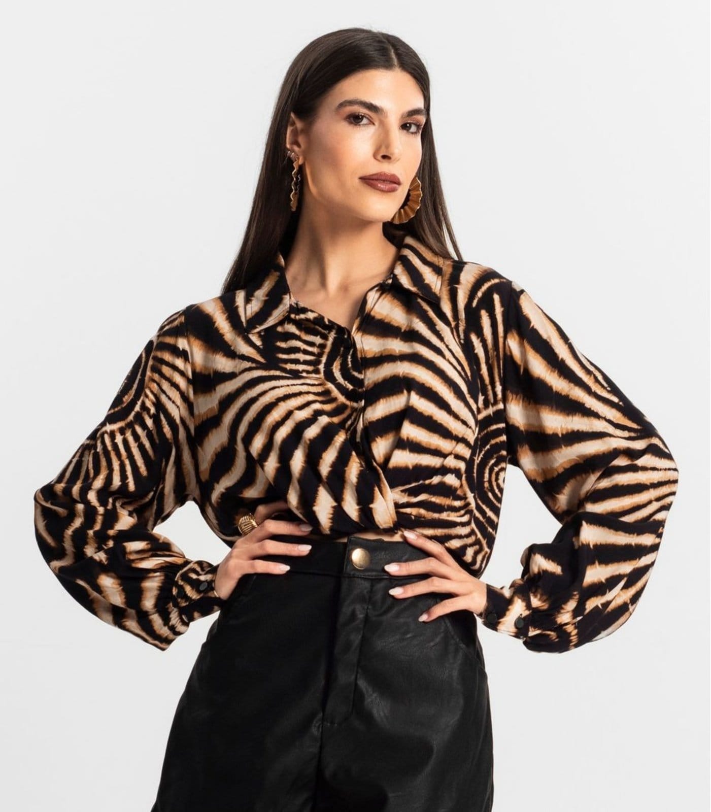 Vista 2 Camisa de Viscose Manga Longa Endless Endless preto