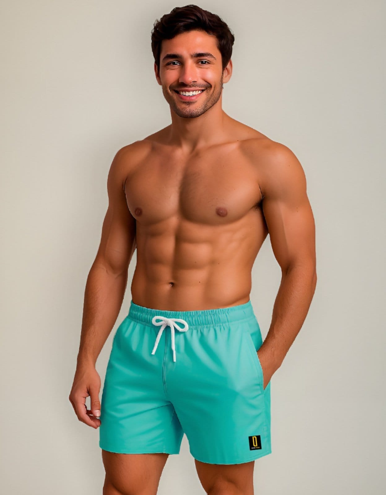 Vista 2 Short Masculino Bermuda Praia Casual Mauricinho Jr Rf. 002 Celeste Lucas Lunny verde