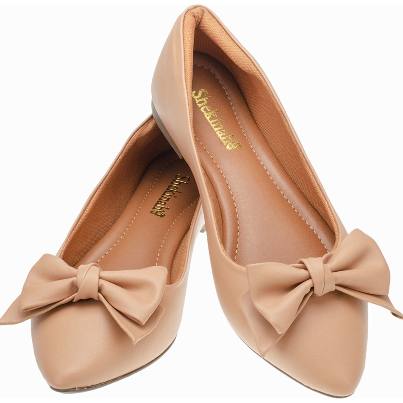 Vista principal Sapatilha Bico Fino Shekinah Com Laço em Nó Shekinah nude