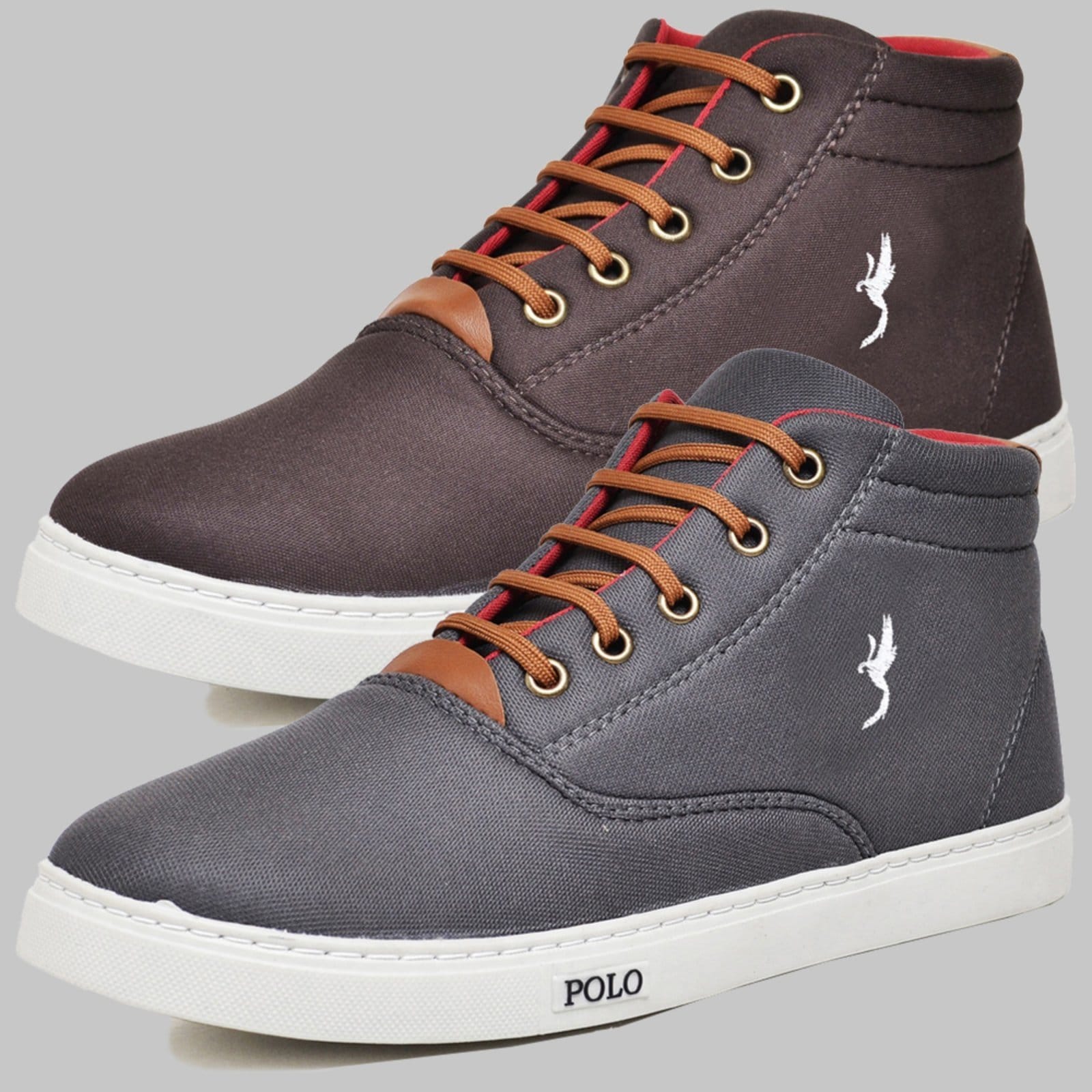 Kit 2 Pares Sapatênis Casual Botinha Masculino Polo Cinza/Café