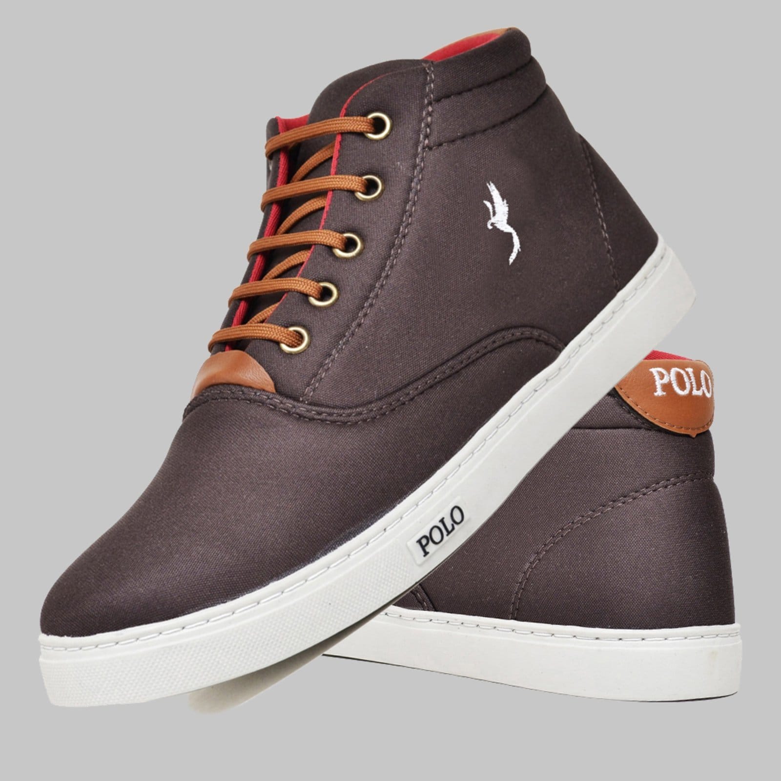 Vista 2 Kit 2 Pares Sapatênis Casual Botinha Masculino Polo Cinza/Café Polo Blu blu