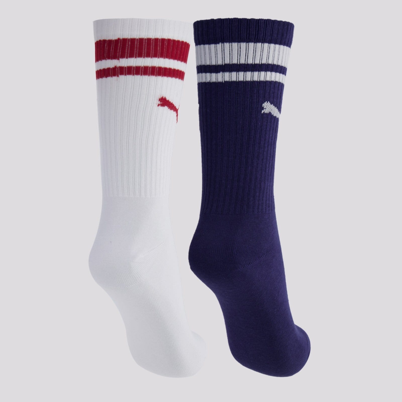 Vista 2 Kit Meia Puma Cano Longo 2 Pares Branca e Marinho Puma branco