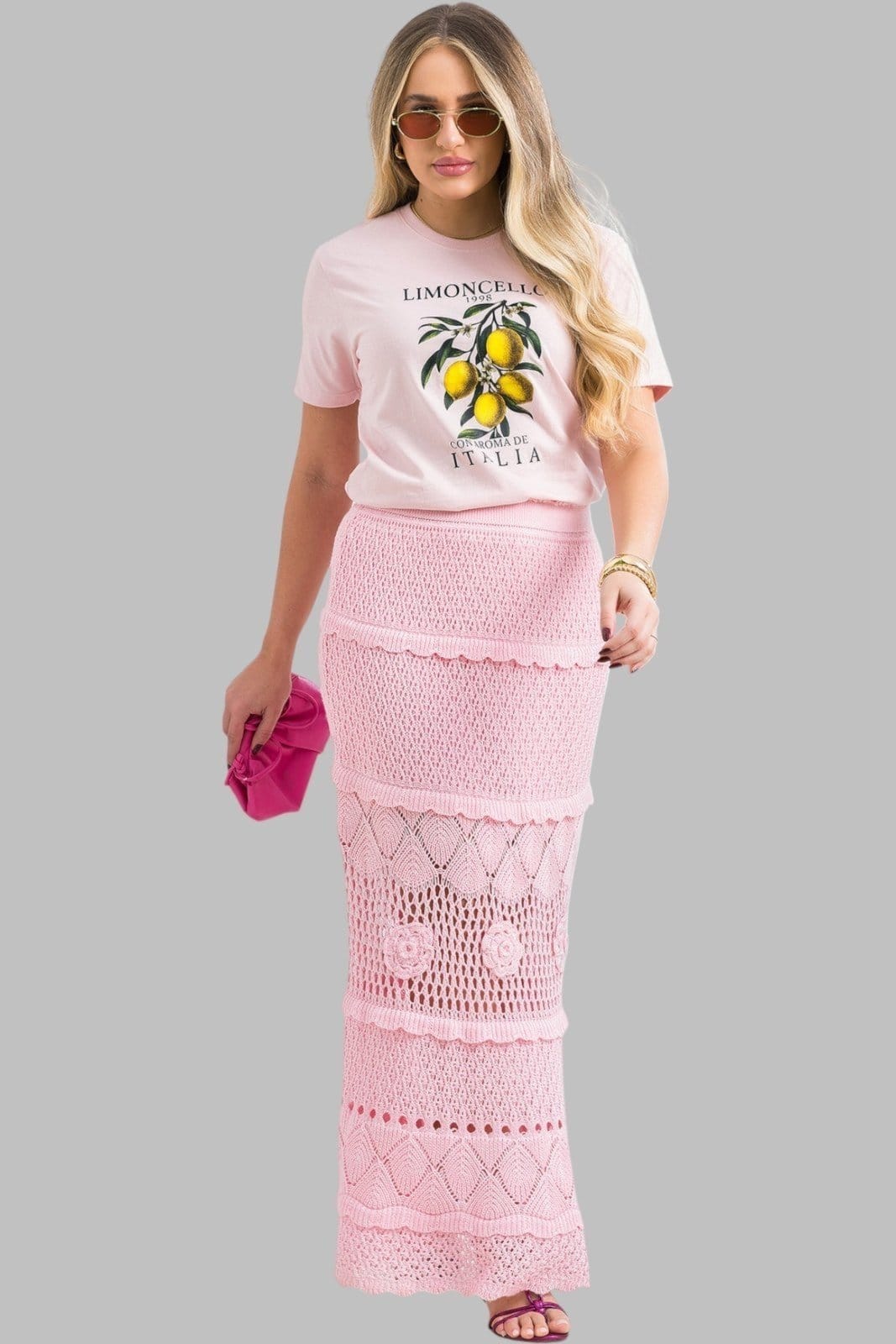 Vista principal Camiseta Feminina Cianitas Claro Estampa Limoncello 1998 Cianitas rosa