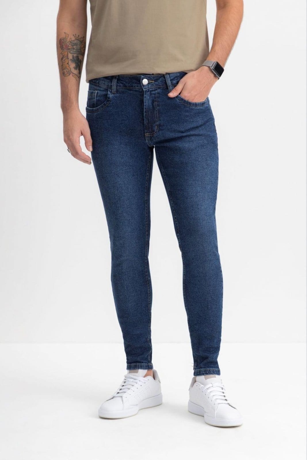 Vista 2 Calça Jeans Skinny Masculina Essendi Jeans Escuro Essendi azul