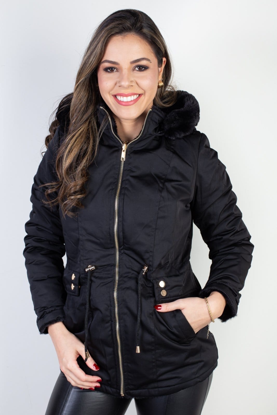 Jaqueta Enluaze Feminina Nylon Reversível Com Pelo 84293